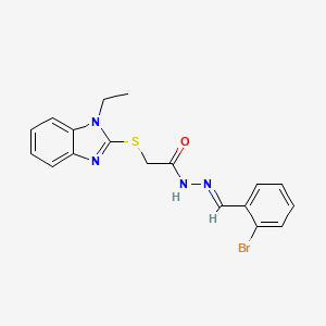 molecular formula C18H17BrN4OS B5749589 N'-[(E)-(2-bromophenyl)methylidene]-2-[(1-ethyl-1H-benzimidazol-2-yl)sulfanyl]acetohydrazide 