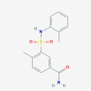molecular formula C15H16N2O3S B5749601 4-methyl-3-{[(2-methylphenyl)amino]sulfonyl}benzamide 