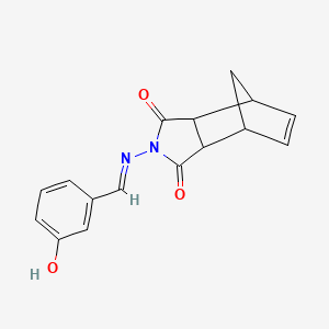 molecular formula C16H14N2O3 B5749701 4-[(3-hydroxybenzylidene)amino]-4-azatricyclo[5.2.1.0~2,6~]dec-8-ene-3,5-dione 