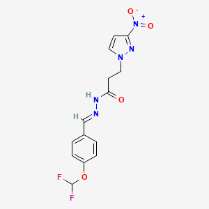 molecular formula C14H13F2N5O4 B5749731 N'-[4-(difluoromethoxy)benzylidene]-3-(3-nitro-1H-pyrazol-1-yl)propanohydrazide 