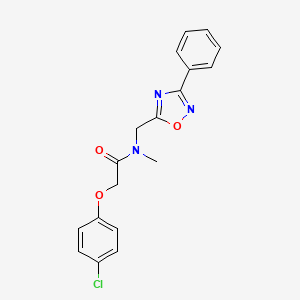 molecular formula C18H16ClN3O3 B5749765 2-(4-chlorophenoxy)-N-methyl-N-[(3-phenyl-1,2,4-oxadiazol-5-yl)methyl]acetamide 