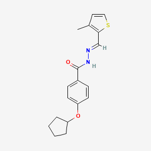 molecular formula C18H20N2O2S B5749877 4-(cyclopentyloxy)-N'-[(3-methyl-2-thienyl)methylene]benzohydrazide 