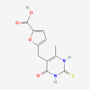 5-[(4-hydroxy-2-mercapto-6-methyl-5-pyrimidinyl)methyl]-2-furoic acid