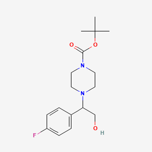 molecular formula C17H25FN2O3 B574996 Tert-butyl 4-[1-(4-fluorophenyl)-2-hydroxyethyl]piperazine-1-carboxylate CAS No. 191034-03-4