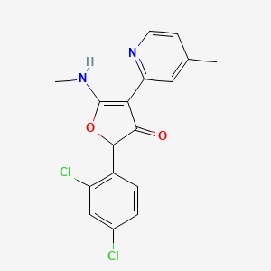 molecular formula C17H14Cl2N2O2 B575011 2-(2,4-Dichlorophenyl)-5-(methylamino)-4-(4-methylpyridin-2-yl)furan-3-one CAS No. 187591-90-8