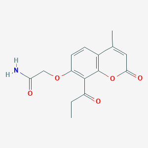 molecular formula C15H15NO5 B5750152 2-[(4-methyl-2-oxo-8-propionyl-2H-chromen-7-yl)oxy]acetamide 