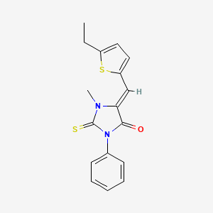 molecular formula C17H16N2OS2 B5750234 5-[(5-ethyl-2-thienyl)methylene]-1-methyl-3-phenyl-2-thioxo-4-imidazolidinone 