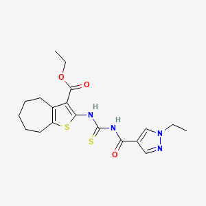 ethyl 2-[({[(1-ethyl-1H-pyrazol-4-yl)carbonyl]amino}carbonothioyl)amino]-5,6,7,8-tetrahydro-4H-cyclohepta[b]thiophene-3-carboxylate