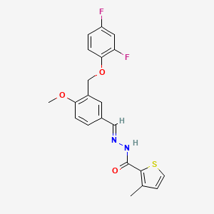 molecular formula C21H18F2N2O3S B5750286 N'-{3-[(2,4-difluorophenoxy)methyl]-4-methoxybenzylidene}-3-methyl-2-thiophenecarbohydrazide 