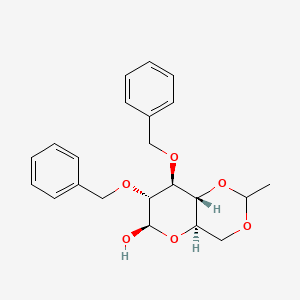 molecular formula C22H26O6 B575033 (4aR,6R,7R,8S,8aR)-7,8-Bis(benzyloxy)-2-methylhexahydropyrano[3,2-d][1,3]dioxin-6-ol CAS No. 170078-65-6