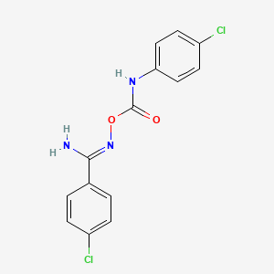 molecular formula C14H11Cl2N3O2 B5750368 4-chloro-N'-({[(4-chlorophenyl)amino]carbonyl}oxy)benzenecarboximidamide 