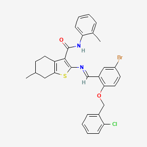 2-({5-bromo-2-[(2-chlorobenzyl)oxy]benzylidene}amino)-6-methyl-N-(2-methylphenyl)-4,5,6,7-tetrahydro-1-benzothiophene-3-carboxamide