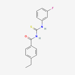 molecular formula C16H15FN2OS B5750560 4-ethyl-N-{[(3-fluorophenyl)amino]carbonothioyl}benzamide 