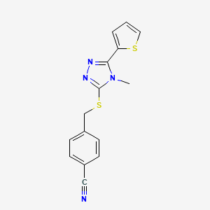 molecular formula C15H12N4S2 B5750650 4-({[4-methyl-5-(2-thienyl)-4H-1,2,4-triazol-3-yl]thio}methyl)benzonitrile 