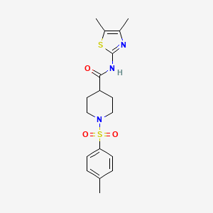 molecular formula C18H23N3O3S2 B5750843 N-(4,5-dimethyl-1,3-thiazol-2-yl)-1-[(4-methylphenyl)sulfonyl]-4-piperidinecarboxamide 