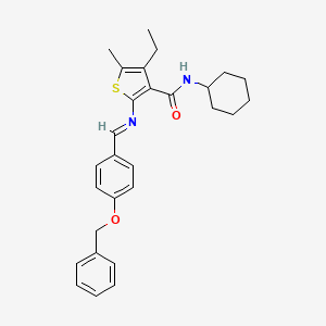 molecular formula C28H32N2O2S B5750895 2-{[4-(benzyloxy)benzylidene]amino}-N-cyclohexyl-4-ethyl-5-methyl-3-thiophenecarboxamide 