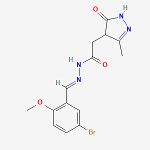 molecular formula C14H15BrN4O3 B5751337 N'-(5-bromo-2-methoxybenzylidene)-2-(3-methyl-5-oxo-4,5-dihydro-1H-pyrazol-4-yl)acetohydrazide 