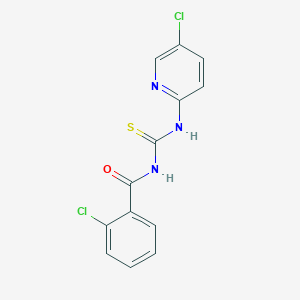 molecular formula C13H9Cl2N3OS B5751389 2-chloro-N-{[(5-chloro-2-pyridinyl)amino]carbonothioyl}benzamide 