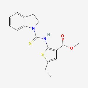 molecular formula C17H18N2O2S2 B5751495 methyl 2-[(2,3-dihydro-1H-indol-1-ylcarbonothioyl)amino]-5-ethyl-3-thiophenecarboxylate 