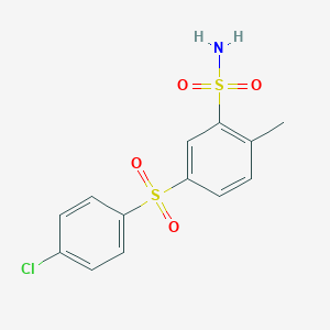 molecular formula C13H12ClNO4S2 B5751575 5-[(4-chlorophenyl)sulfonyl]-2-methylbenzenesulfonamide 