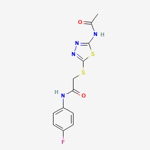 molecular formula C12H11FN4O2S2 B5751596 2-{[5-(acetylamino)-1,3,4-thiadiazol-2-yl]thio}-N-(4-fluorophenyl)acetamide 