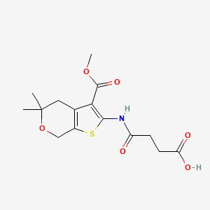 molecular formula C15H19NO6S B5751615 4-{[3-(methoxycarbonyl)-5,5-dimethyl-4,7-dihydro-5H-thieno[2,3-c]pyran-2-yl]amino}-4-oxobutanoic acid 