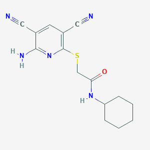 molecular formula C15H17N5OS B5751760 2-[(6-amino-3,5-dicyano-2-pyridinyl)thio]-N-cyclohexylacetamide 