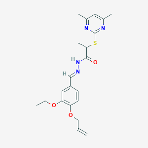 molecular formula C21H26N4O3S B5751772 N'-[4-(allyloxy)-3-ethoxybenzylidene]-2-[(4,6-dimethyl-2-pyrimidinyl)thio]propanohydrazide 