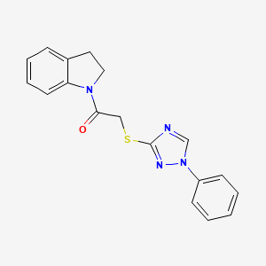 molecular formula C18H16N4OS B5751905 1-{[(1-phenyl-1H-1,2,4-triazol-3-yl)thio]acetyl}indoline 