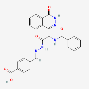 molecular formula C25H19N5O5 B5752052 4-{2-[(benzoylamino)(4-oxo-3,4-dihydro-1-phthalazinyl)acetyl]carbonohydrazonoyl}benzoic acid 