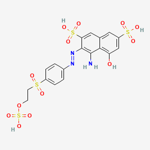 molecular formula C18H17N3O13S4 B575210 4-Amino-5-hydroxy-3-((4-((2-(sulphooxy)ethyl)sulphonyl)phenyl)azo)naphthalene-2,7-disulphonic acid CAS No. 181531-25-9