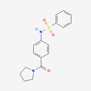 molecular formula C17H18N2O3S B5752139 N-[4-(1-pyrrolidinylcarbonyl)phenyl]benzenesulfonamide 