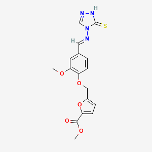 molecular formula C17H16N4O5S B5752259 methyl 5-[(4-{[(3-mercapto-4H-1,2,4-triazol-4-yl)imino]methyl}-2-methoxyphenoxy)methyl]-2-furoate 
