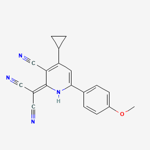 molecular formula C19H14N4O B5752373 [3-cyano-4-cyclopropyl-6-(4-methoxyphenyl)-2(1H)-pyridinylidene]malononitrile 