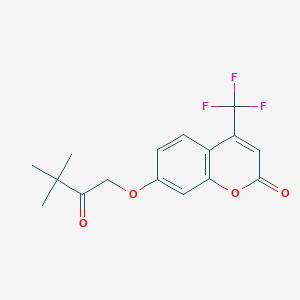 molecular formula C16H15F3O4 B5752379 7-(3,3-dimethyl-2-oxobutoxy)-4-(trifluoromethyl)-2H-chromen-2-one 