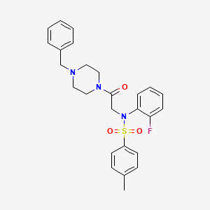molecular formula C26H28FN3O3S B5752580 N-[2-(4-benzyl-1-piperazinyl)-2-oxoethyl]-N-(2-fluorophenyl)-4-methylbenzenesulfonamide 