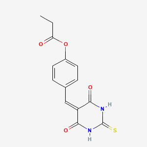 molecular formula C14H12N2O4S B5752722 4-[(4,6-dioxo-2-thioxotetrahydro-5(2H)-pyrimidinylidene)methyl]phenyl propionate 