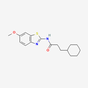 molecular formula C17H22N2O2S B5752730 3-cyclohexyl-N-(6-methoxy-1,3-benzothiazol-2-yl)propanamide 