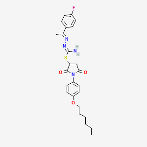 1-[4-(hexyloxy)phenyl]-2,5-dioxo-3-pyrrolidinyl 2-[1-(4-fluorophenyl)ethylidene]hydrazinecarbimidothioate