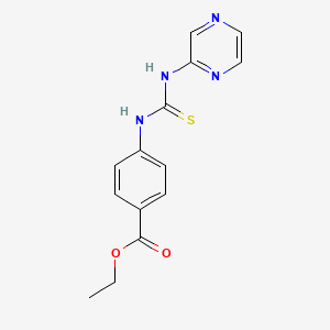 molecular formula C14H14N4O2S B5752747 ethyl 4-{[(2-pyrazinylamino)carbonothioyl]amino}benzoate 