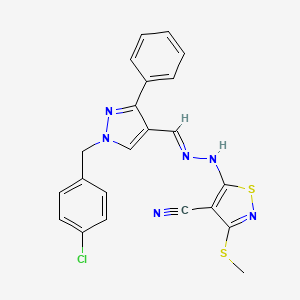 molecular formula C22H17ClN6S2 B5752826 5-(2-{[1-(4-chlorobenzyl)-3-phenyl-1H-pyrazol-4-yl]methylene}hydrazino)-3-(methylthio)-4-isothiazolecarbonitrile 