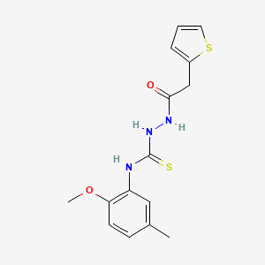 molecular formula C15H17N3O2S2 B5752850 N-(2-methoxy-5-methylphenyl)-2-(2-thienylacetyl)hydrazinecarbothioamide 