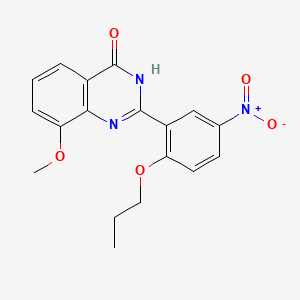 molecular formula C18H17N3O5 B575286 4(1h)-Quinazolinone,8-methoxy-2-(5-nitro-2-propoxyphenyl)- CAS No. 178937-97-8