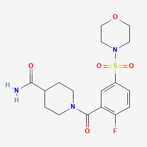 molecular formula C17H22FN3O5S B5752949 1-[2-fluoro-5-(4-morpholinylsulfonyl)benzoyl]-4-piperidinecarboxamide 