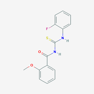 molecular formula C15H13FN2O2S B5753010 N-{[(2-fluorophenyl)amino]carbonothioyl}-2-methoxybenzamide 
