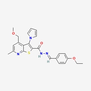 molecular formula C24H24N4O3S B5753066 N'-(4-ethoxybenzylidene)-4-(methoxymethyl)-6-methyl-3-(1H-pyrrol-1-yl)thieno[2,3-b]pyridine-2-carbohydrazide 