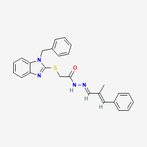 molecular formula C26H24N4OS B5753117 2-[(1-benzyl-1H-benzimidazol-2-yl)thio]-N'-(2-methyl-3-phenyl-2-propen-1-ylidene)acetohydrazide 