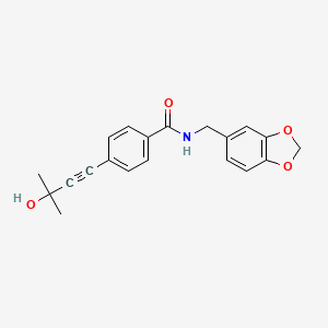 molecular formula C20H19NO4 B5753210 N-(1,3-benzodioxol-5-ylmethyl)-4-(3-hydroxy-3-methyl-1-butyn-1-yl)benzamide 