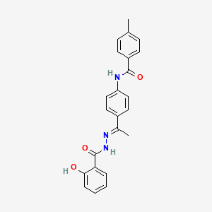 molecular formula C23H21N3O3 B5753283 N-{4-[N-(2-hydroxybenzoyl)ethanehydrazonoyl]phenyl}-4-methylbenzamide 