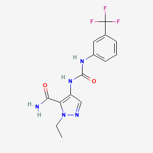 molecular formula C14H14F3N5O2 B5753287 1-ethyl-4-[({[3-(trifluoromethyl)phenyl]amino}carbonyl)amino]-1H-pyrazole-5-carboxamide 